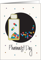 Hand Lettered Pharmacist Day Pill Bottle Full of Colorful Capsules card