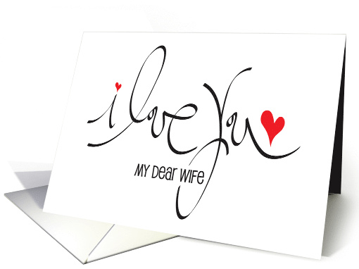 Hand Lettered Romantic I Love You with Small Red Hearts... (1881898)