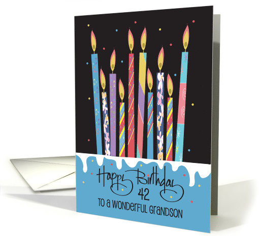 Hand Lettered Birthday Wonderful Grandson Cake Candles... (1882382)