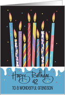 Hand Lettered Birthday Wonderful Grandson Cake Candles for 42 Years card