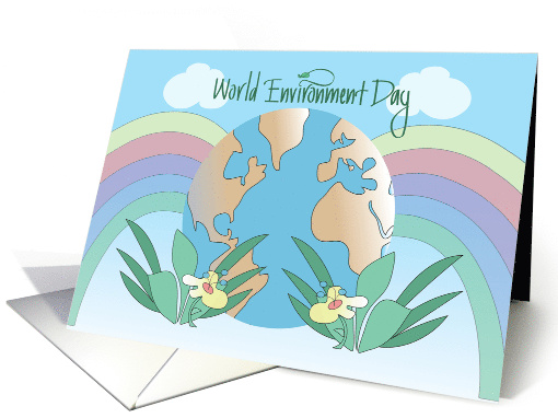 Hand Lettered World Environment Day with Globe Rainbows... (1883004)
