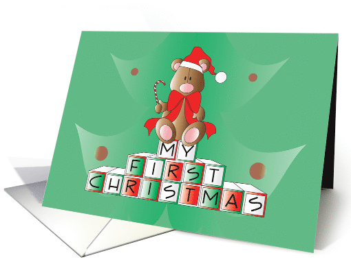 Hand Lettered Baby's First Christmas Bear in Santa Hat... (1883008)