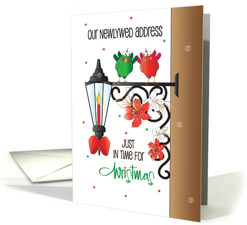 Hand Lettered Newlywed Christmas Address Birds on... (1883010)