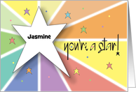 Hand Lettered You’re a Star Rainbow Burst and White Star Custom Name card