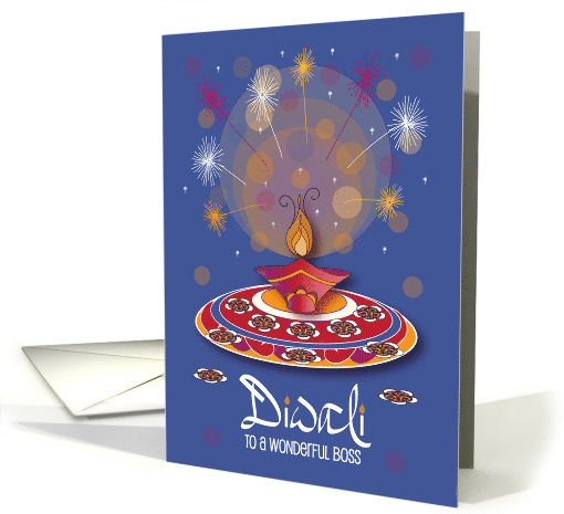 Hand Lettered Diwali for Boss Clay Diya Lotus Flowers and... (1883608)