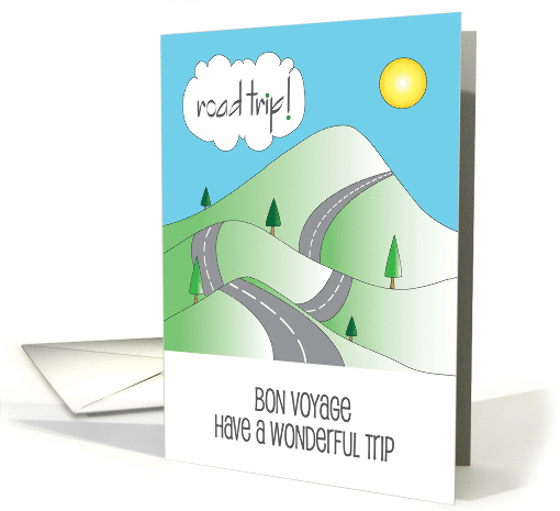 Hand Lettered Bon Voyage Road Trip with Hills and Beckoning Roads card