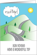 Hand Lettered Bon Voyage Road Trip with Hills and Beckoning Roads card