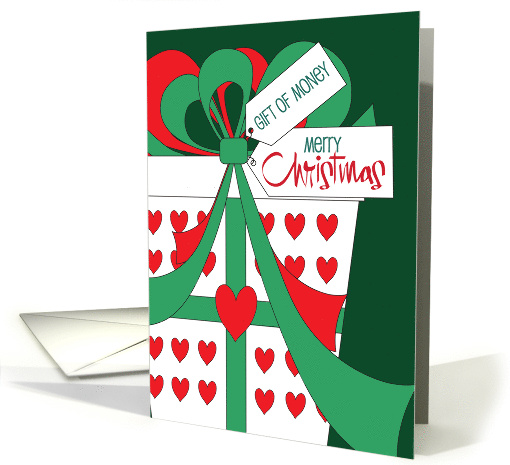 Hand Lettered Christmas Gift of Money Wrapped Gift with Gift Tags card