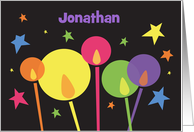 Birthday Away at College Abstract Candles with Stars and Custom Name card