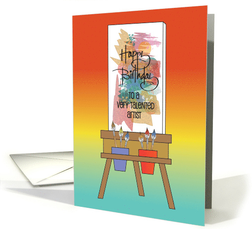 Hand Lettered Birthday for Artist Canvas on Easel With... (1884152)
