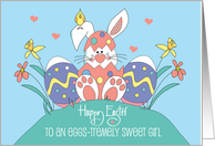 Hand Lettered Easter Eggs Tremely Sweet Girl Bunny in Decorated Egg card