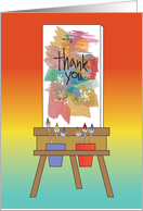 Hand Lettered Thank You to Art Teacher Canvas on Easel with Painting card