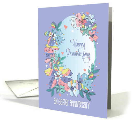 Hand Lettered Easter Wedding Anniversary Large Floral Heart Egg card