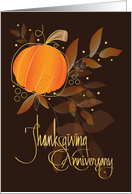 Hand Lettered Thanksgiving Wedding Anniversary Pumpkin and Leaves card