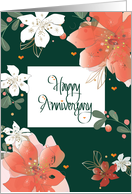 Hand Lettered Christmas Wedding Anniversary Red and White Poinsettias card