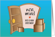 Hand Lettered We’ve Moved to A New Apartment Open Door and Boxes card