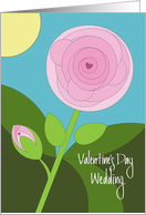 Hand Lettered Valentine’s Day Wedding Congratulations with Pink Rose card