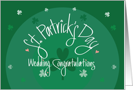 Hand Lettered St. Patrick’s Day Wedding Congratulations Shamrocks card