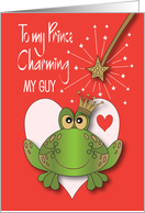 Hand Lettered Valentine’s Prince Charming for Him Green Toad and Wand card