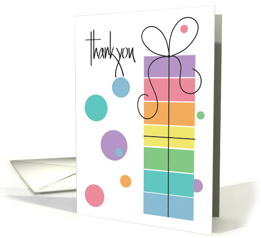 Hand Lettered Thank You for Birthday Gift with Rainbow Package card