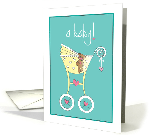 Hand Lettered Becoming a New Father Yellow Stroller with... (1886400)