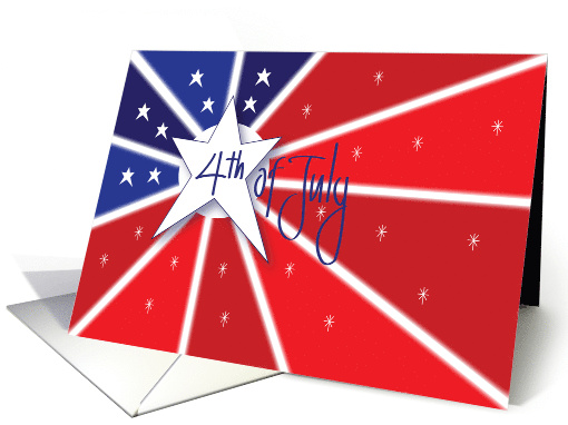 Hand Lettered 4th of July Radiating Red Blue and Stars... (1886436)