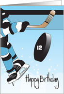 Hand Lettered Birthday for Ice Hockey Player with Custom Age in Puck card