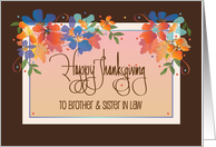 Hand Lettered Thanksgiving Brother and Sister in Law Autumn Flowers card