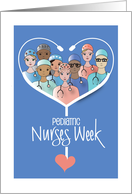 Hand Lettered Pediatric Nurses Week with Nurses in White Stethoscope card