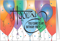 Hand Lettered Hooray Balloons Thanks for Coming to My Birthday Party card