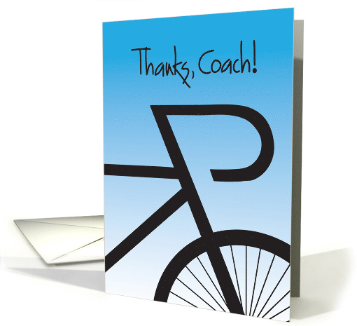 Hand Lettered Thanks Coach for Biking Coach with Black Bicycle card