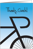 Hand Lettered Thanks Coach for Biking Coach with Black Bicycle card