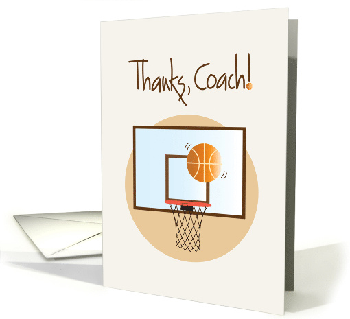 Hand Lettered Thanks Coach for Basketball Coach with Basketball card