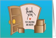 Hand Lettered Thank You for Helping Me Move Open Door and Boxes card