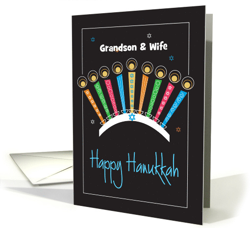 Hand Lettered Hanukkah Menorah Bright Candles Custom Relationship card
