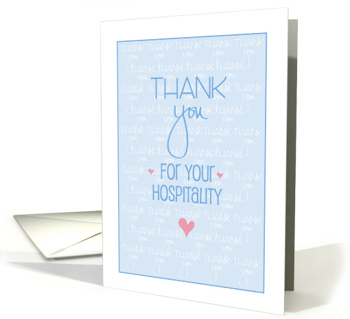 Hand Lettered Thank You for Your Hospitality with Hearts card