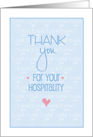 Hand Lettered Thank You for Your Hospitality with Hearts card