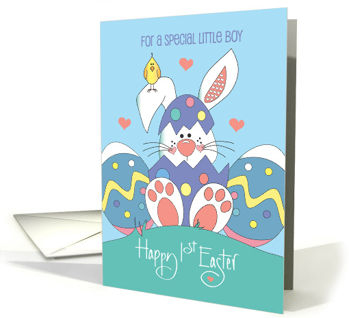 Hand Lettered First Easter Boy White Bunny Lavender... (1889872)