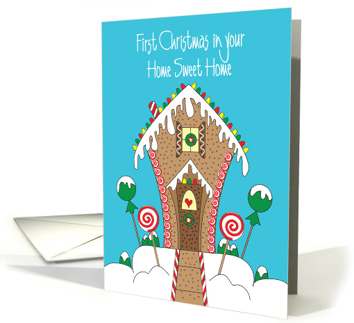 Hand Lettered First Christmas in Your New Home Gingerbread House card