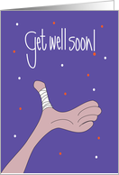 Hand Lettered Get Well Soon Broken Finger with Wrapped Thumb card
