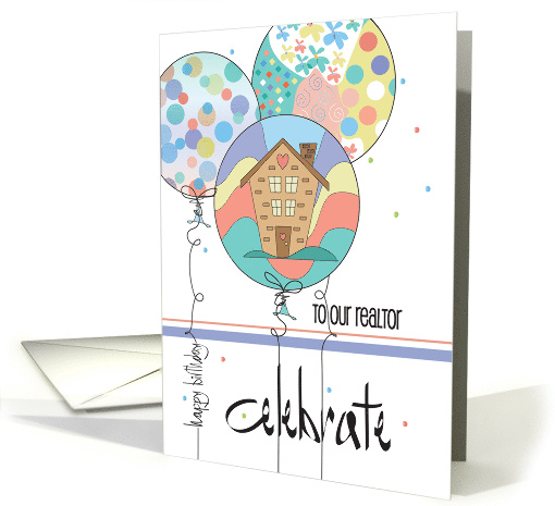 Hand Lettered Birthday for Realtor Celebrate Balloon Trio... (1890674)