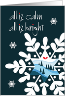 Hand Lettered All is Calm All is Bright Large Snowflake Winter Scenery card