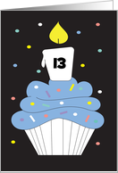 Hand Lettered Birthday Cupcake with Blue Frosting with Custom Age card