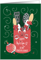 Hand Lettered Christmas to Favorite Baker Baking Utensils and Ornament card
