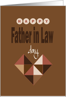 Hand Lettered Father In Law’s Day with Brown and Cream Geometric Heart card