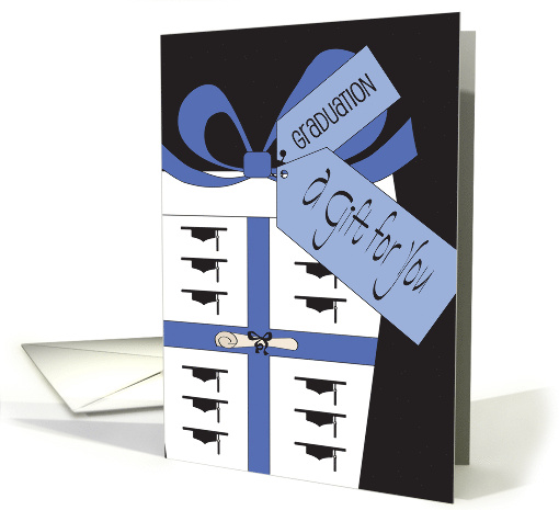 Hand Lettered Graduation Gift for You Blue Bow Tags and Diploma card