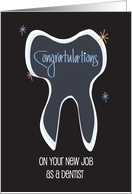 Hand Lettered Congratulations New Job as Dentist Sparkling Tooth card