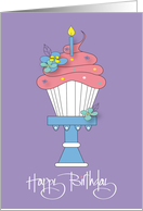 Hand Lettered Birthday Pink Cupcake on Stand Great Great Granddaughter card