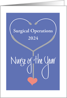 Hand Lettered Nurse of the Year Stethoscope Custom Year and Department card