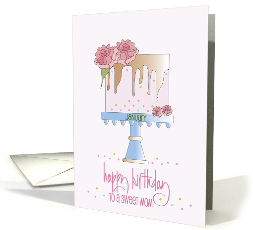 Hand Lettered Birthday Mother January Monthly Flower Cake... (1892974)